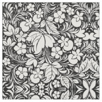 Damassé florale tropicale blanche noire