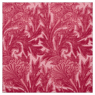 Tissu Damassé Jacobean de fleur, fuchsia et rose-clair