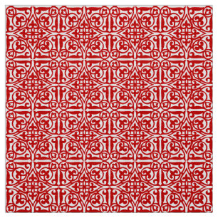 Tissu Damassé médiévale Fleur-De-lis, rouge et blanc