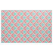 Tissu Damassé rouge et turquoise (Fat Quarter)