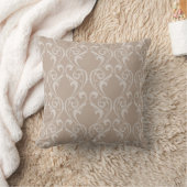Tissu damassé Taupe élégant coussin jeté 4 (Couverture)