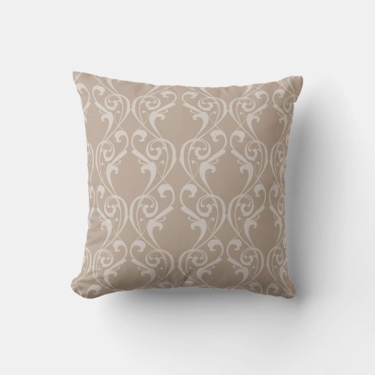 Tissu damassé Taupe élégant coussin jeté 4 (Recto)