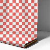 Tissu Damier Corail et Blanc