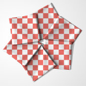 Tissu Damier Corail et Blanc