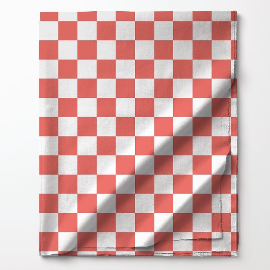 Tissu Damier Corail et Blanc