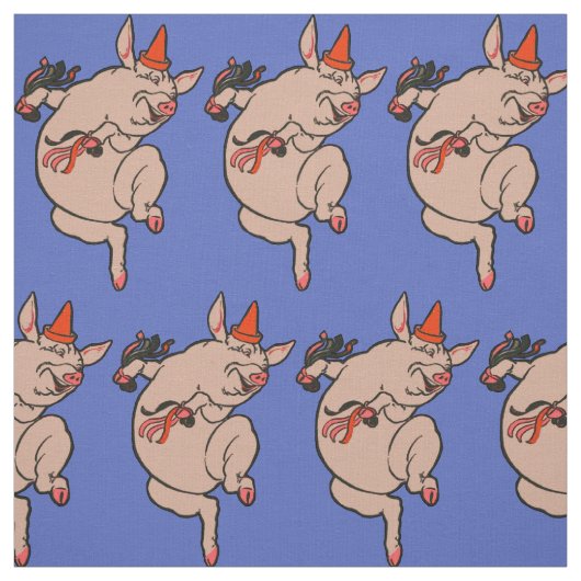 Tissu Dancing Pig Antique Cute Danseuse (Échantillon)