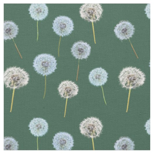 Tissu Dandelions Horloges Dandelion Photo Imprimer Vert (Fermer)