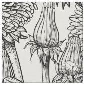 Tissu Dandelions, noir et blanc (Fermer)