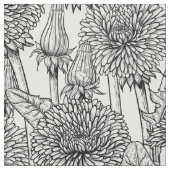 Tissu Dandelions, noir et blanc (Échantillon)