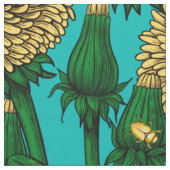Tissu Dandelions sur turquoise (Fermer)