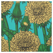 Tissu Dandelions sur turquoise (Échantillon)