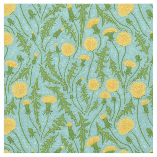 Tissu Dandelions, vert, jaune et bleu (Fermer)