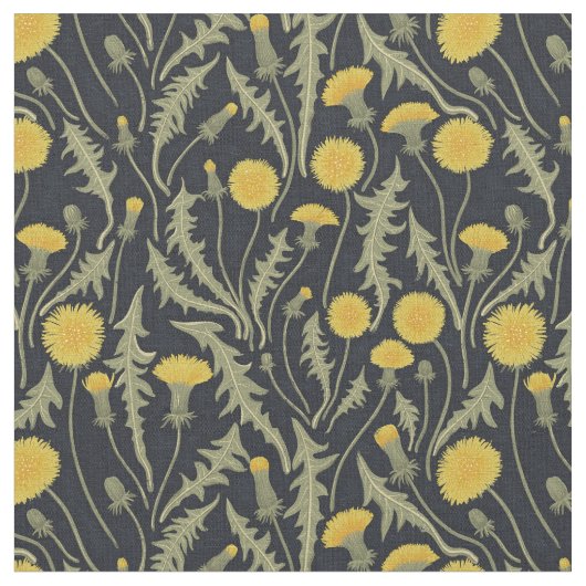 Tissu Dandelions, vert, jaune et noir (Fermer)