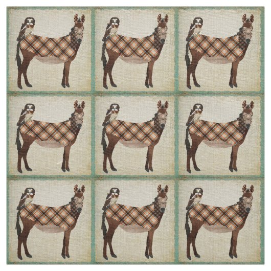 Tissu d'âne et de hibou de plaid (Échantillon)