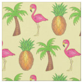Tissu Dans Le Tropics Pineapple Flamant rose Palm Tree B (Fermer)