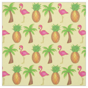 Tissu Dans Le Tropics Pineapple Flamant rose Palm Tree B