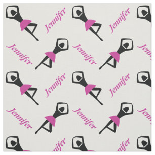 Tissu Danse ballerine rose avec nom personnalisé