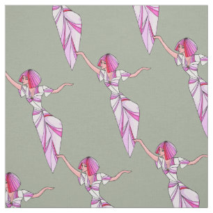 Tissu Danseur rose funky fille avec cheveux roses