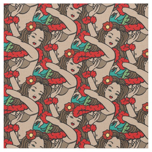 Tissu Danseurs hawaïens de danse polynésienne (Fermer)