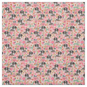 Tissu Dappy Dachshund vintage flores roses (Échantillon)