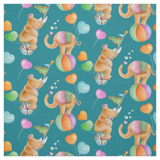 Tissu d'aquarelle d'animal de cirque de pépinière (Échantillon)