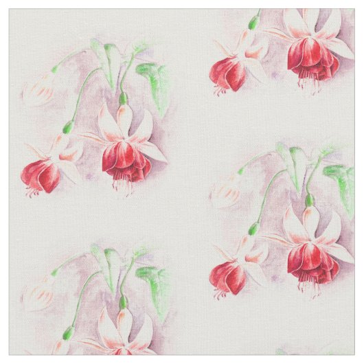 Tissu d'aquarelle d'art botanique Fuchsia (Fermer)