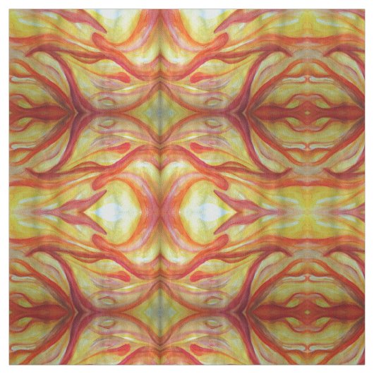 Tissu d'aquarelle jaune et rouge Art Abstrait (Échantillon)