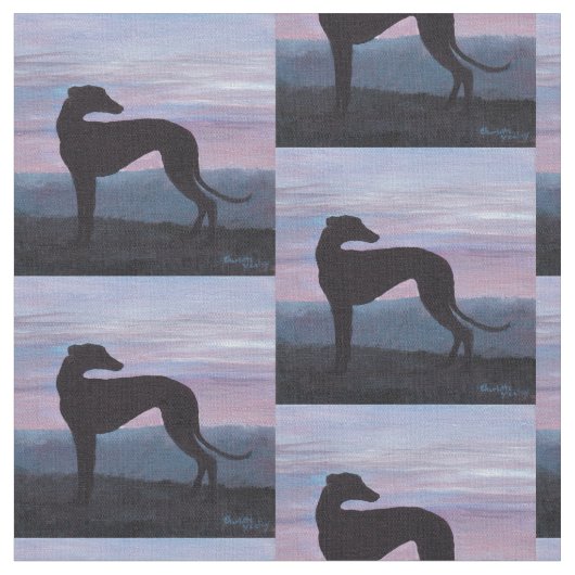 Tissu d'art de Chien Silhouette Greyhound (Fermer)
