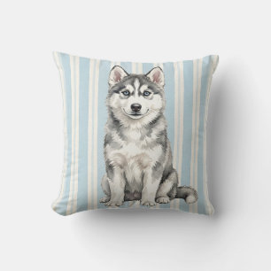 Tissu d'art de jet de coussin en aquarelle Husky s