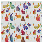 Tissu d'art de watercolo de lapins et de carottes (Fermer)