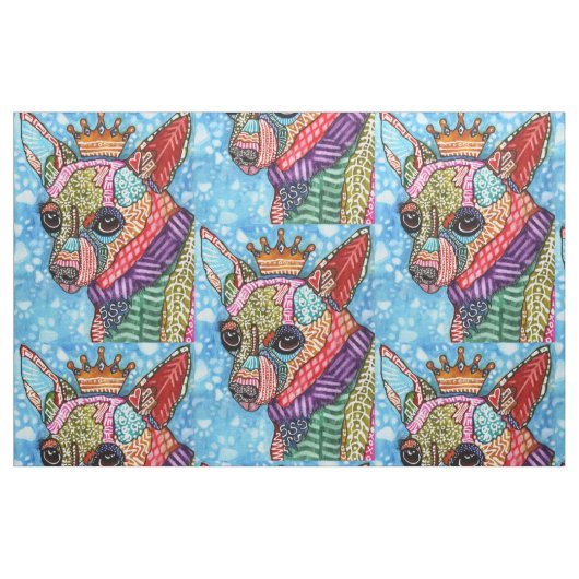 Tissu d'art populaire de Chihuahua coloré (Fat Quarter)