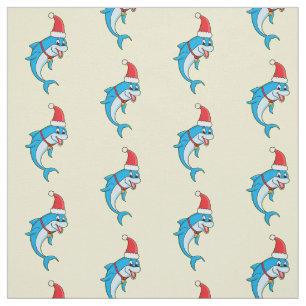 Tissu Dauphin mignon avec dessin animé du chapeau du Pèr