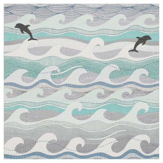 Tissu dauphins et vagues (Échantillon)