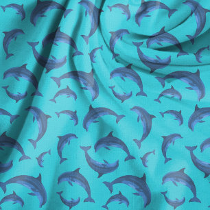 Tissu Dauphins joueurs motif bleu aqua marine