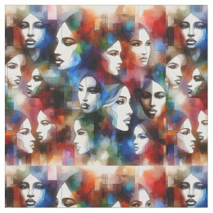 Tissu De belles femmes Abstraites font face à l'art