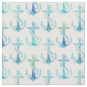 Tissu de blanc de vert bleu d'Ancre (Fermer)
