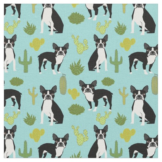 Tissu de Boston Terrier Cactus (Fermer)