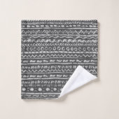 Tissu de boue ethnique tribal Motif gris blanc (Gant de toilette)