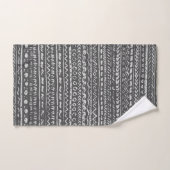 Tissu de boue ethnique tribal Motif gris blanc (Serviette à main)
