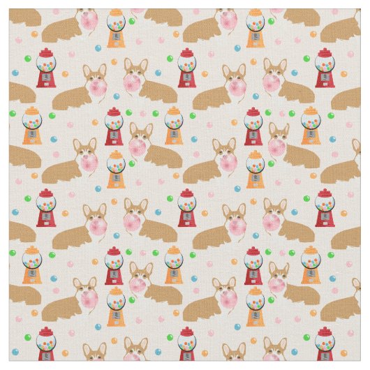 Tissu de bubblegum de corgi - rose-clair (Fermer)
