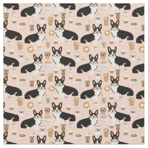 Tissu de café de corgi de Tricolored - rougissez
