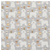 Tissu de café gris Bichon Frise (Échantillon)