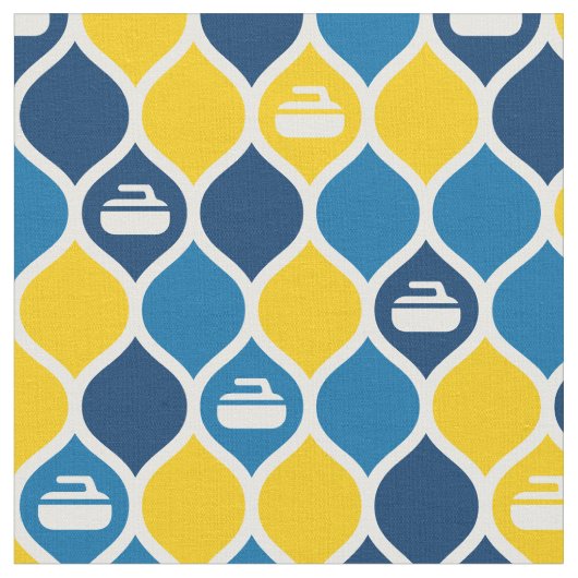 Tissu de carreaux de curling - bleu/jaune (Fermer)