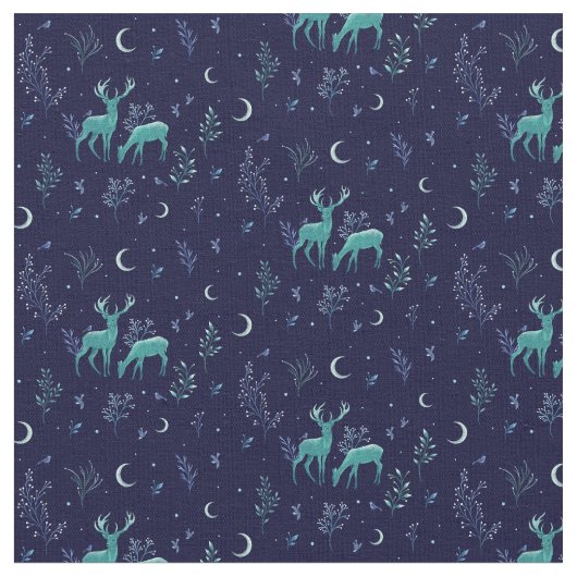 Tissu de cerfs clair de lune bleu minuit (Fermer)