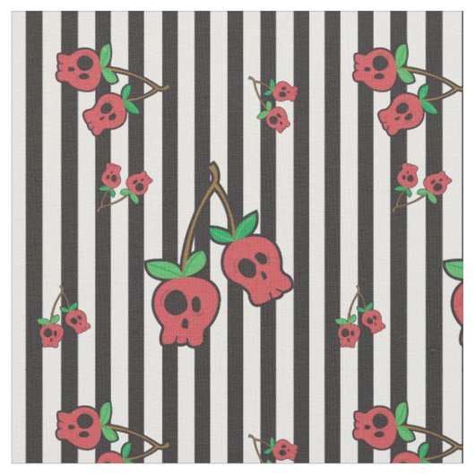 Tissu de cerise de crâne - rayures (Fermer)