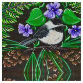 Tissu de chickadee et de violets (Fermer)