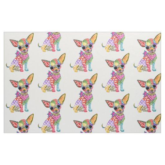 Tissu de Chihuahua mignon et coloré (Fat Quarter)