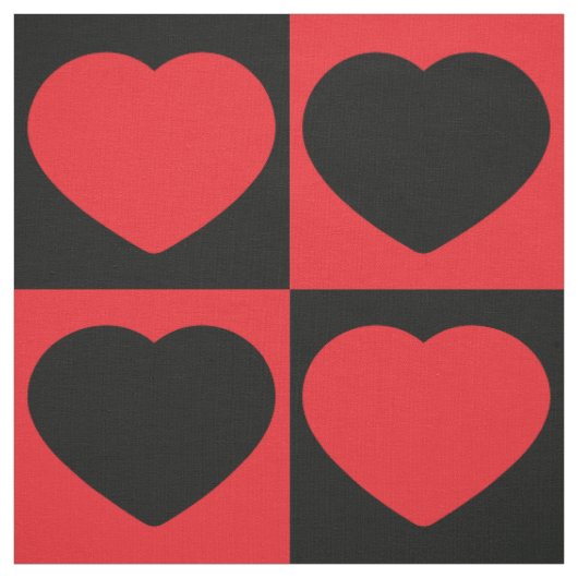 tissu de coeurs noir et rouge (Échantillon)