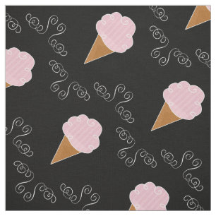 Tissu de cônes de crème glacée noire et rose