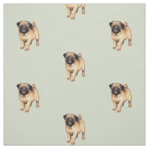 Tissu de coton balayé d'amour de chiot de carlin